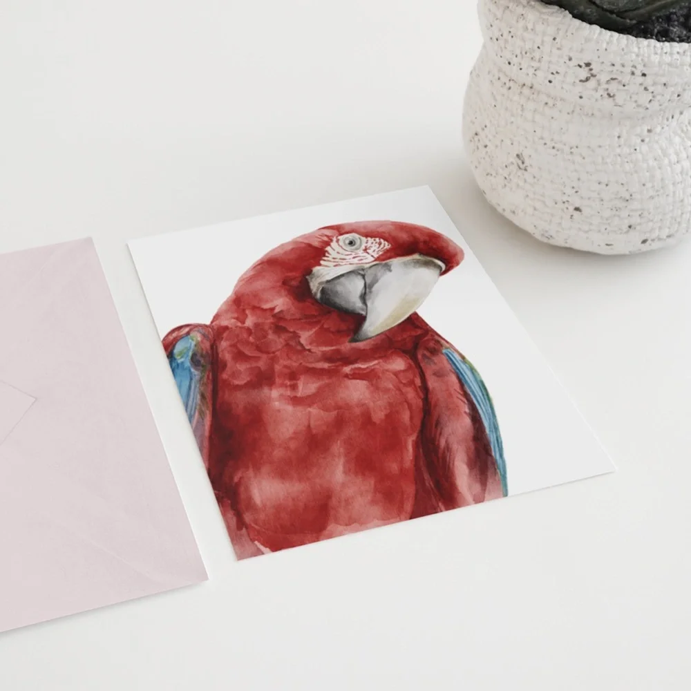 Red Macaw Parrot Watercolor Wall Art Print Poster Unframed - Picture 8 of 9